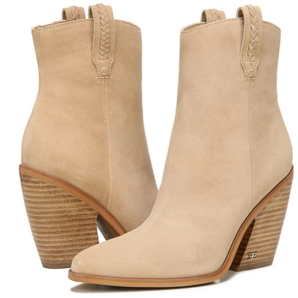 Sam Edelman Tan Suede Western Ankle Boots